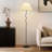 Squiggle 62" Modern LED Floor Lamp with Wavy Black Metal Base and Ivory Empire Shade, Bulb Included-98278479