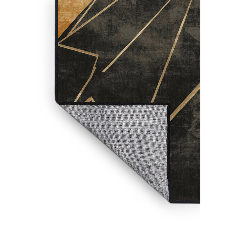 Tapis géométrique rétro noir à motif de mousquetaires lavables à la machine, 4 x 2