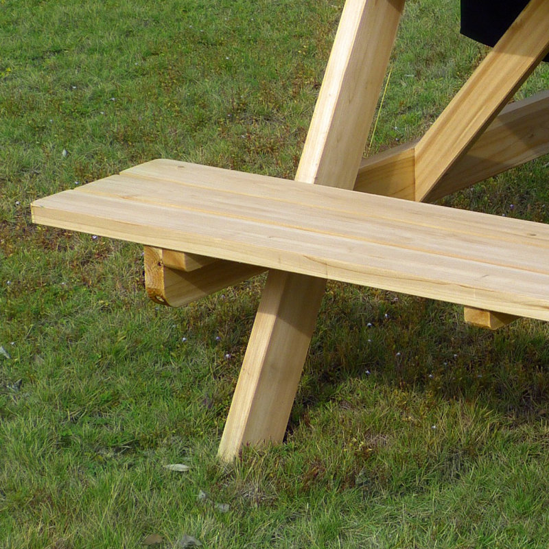 Natural Canadian Hemlock 6-Person Outdoor Picnic Table with Built-in Cooler