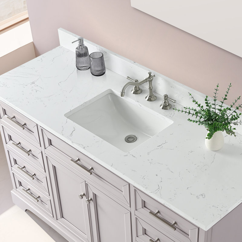 Thompson 60" W Single Bathroom Vanity, Taupe/Brushed Nickel