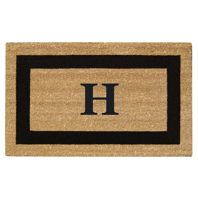 Tapis de porte d'extérieur antidérapant monogrammé 36 po x 20 po Hanningt, H