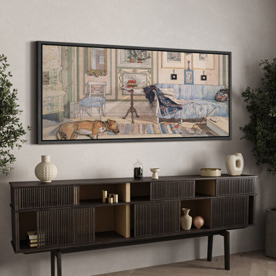 " Cozy Interior With Sleeping Dog Rustic Retro Art Decor Extra Large Pictures "