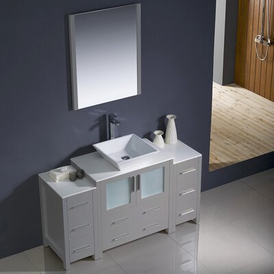 Fresca Torino 54"" Free-Standing Single Vessel Sink Bathroom Vanity Set with Mirror -  FVN62-123012GR-VSL