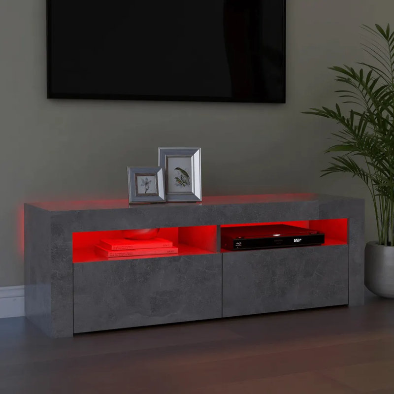 Liza  TV Cabinet with LED Lights 120x35x40 cm, Concrete Grey