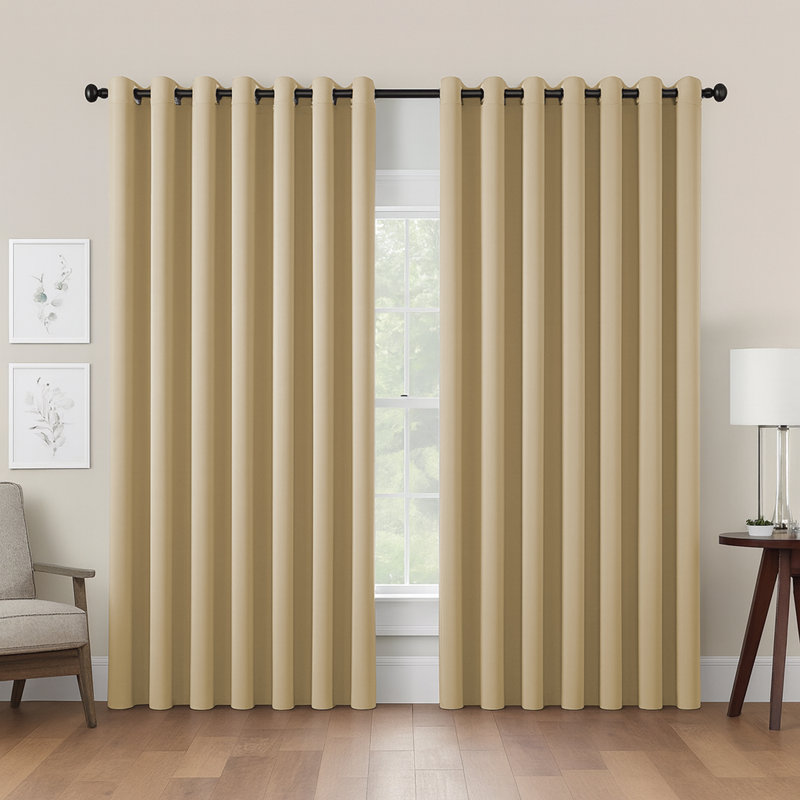 Kalynn 100% Blackout Eyelet Semi Sheer Synthetic Window Curtain Pair, 168 W x 183 D cm, Cream