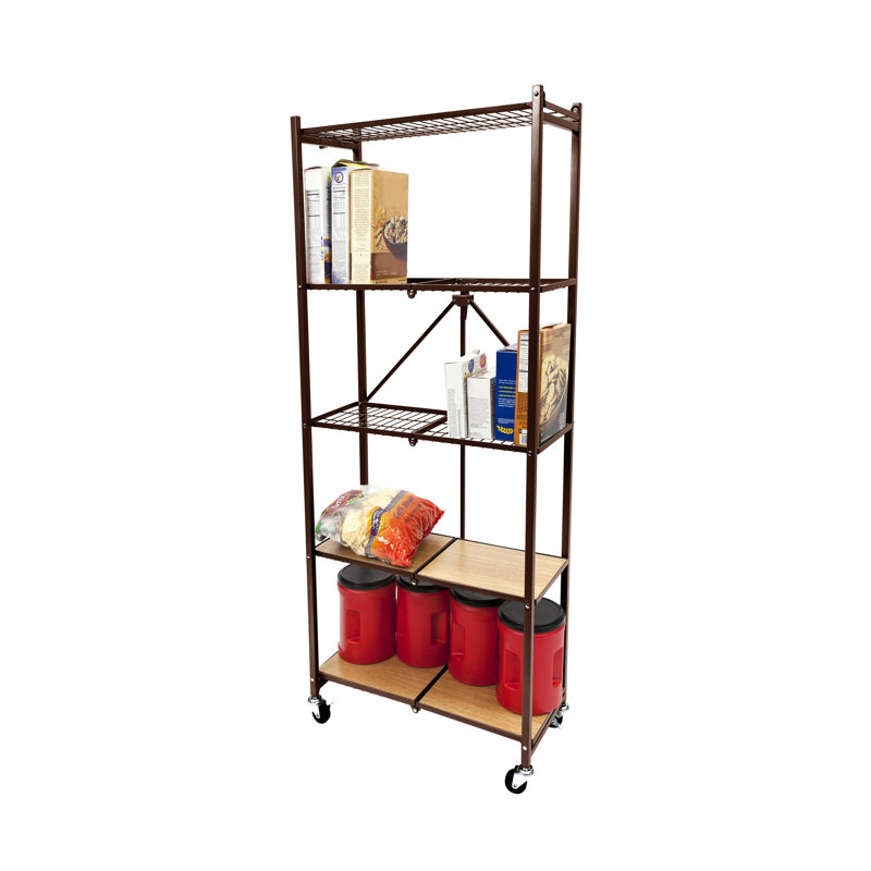 Porte-garde-manger pliable à 4 tablettes, Bronze