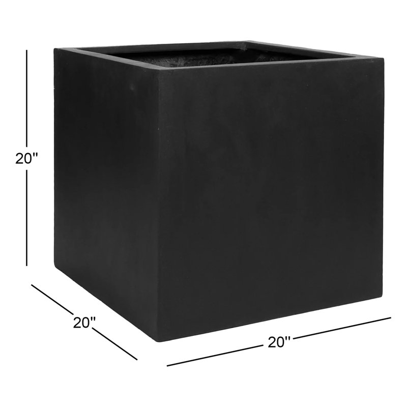 Eastvale Handmade Planter Box, Black, 20" H x 20" W x 20" D