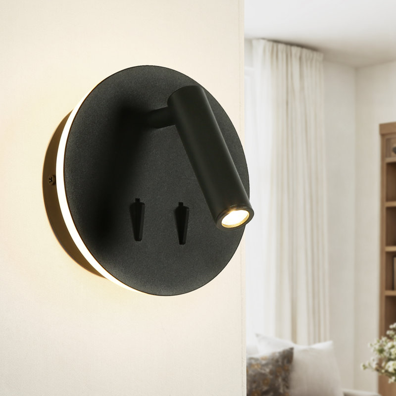 Applique murale noire à 2 lumières DEL avec projecteur