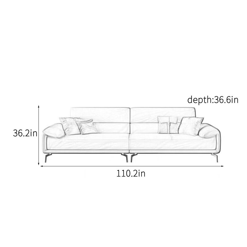 Canapé de bureau moderne italien, 4, H 36,2 po x l 110,2 po x P 36,6 po