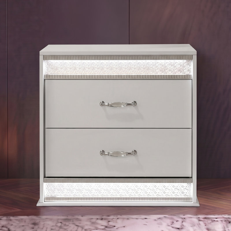 Lashell 2-Drawer Nightstand with LED Lighting