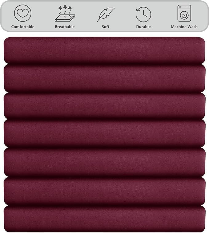 Ranarda Cotton Blend Percale Flat Sheet, Double (4'6), Burgundy