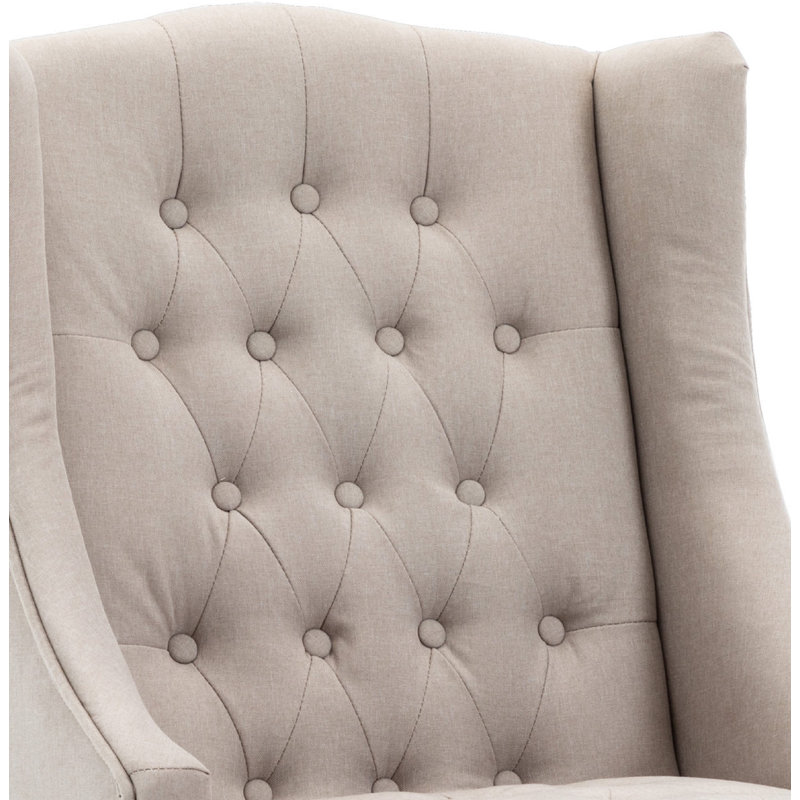 Fauteuil à oreilles capitonné moderne Modern Living, Beige