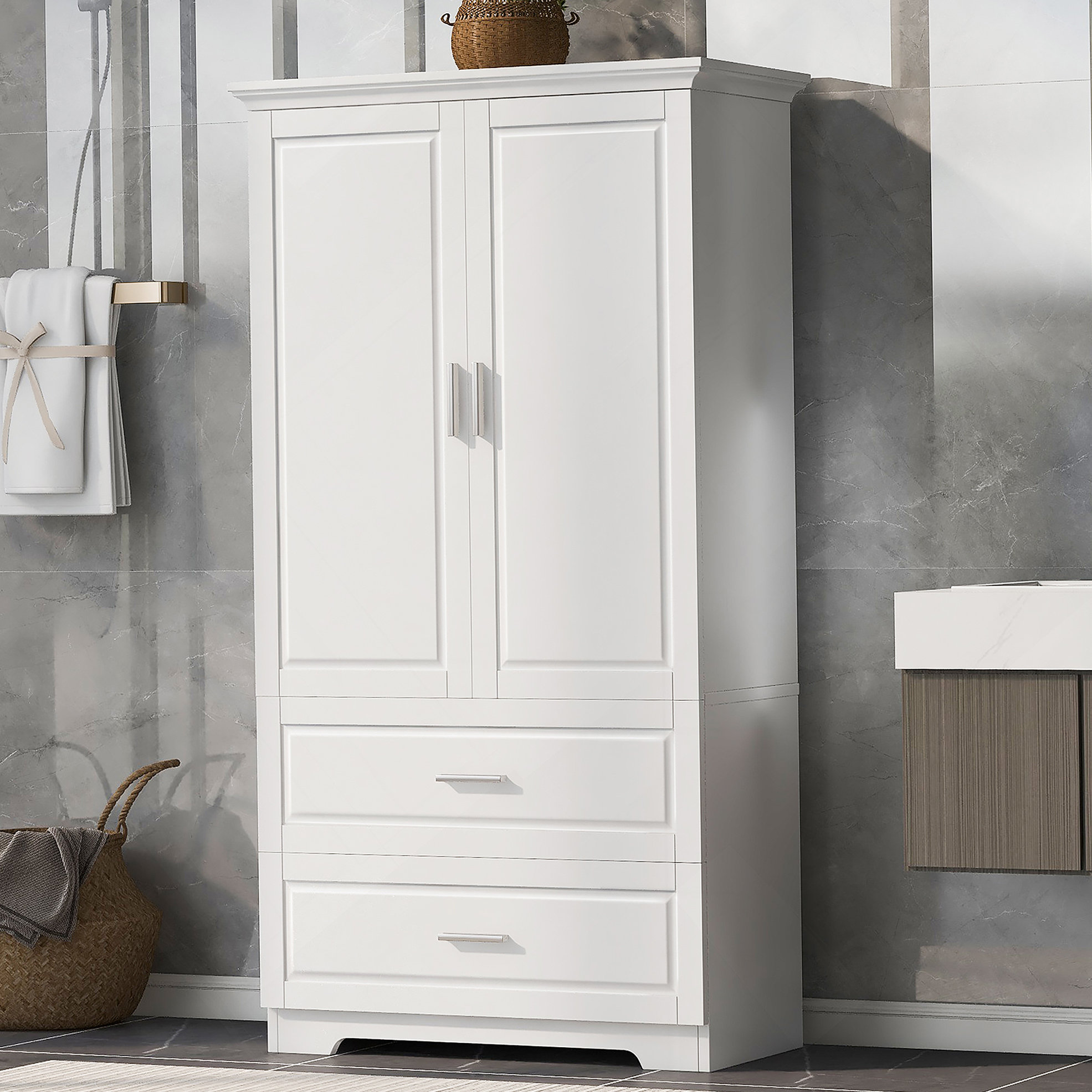 SoBuy Meuble Colonne de Salle de Bain Armoire de Rangement Placard de