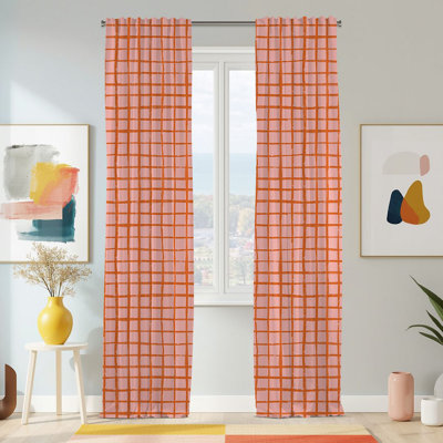 Semi Sheer Modern Print Curtain Single Panel