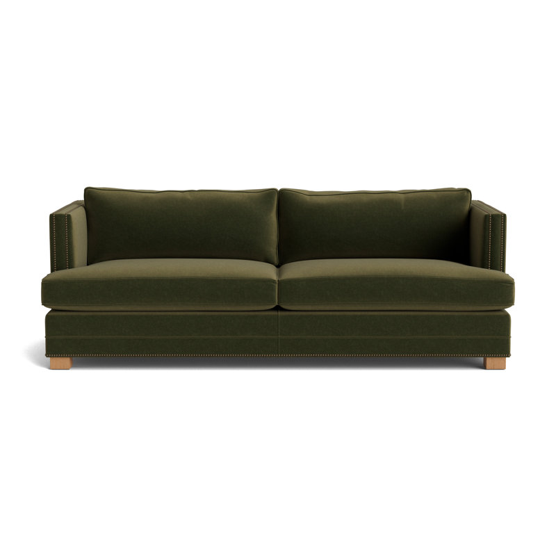 Keaton With Nails 84 Sofa, Performance Velvet - Balsam, Natural, Antique Brass