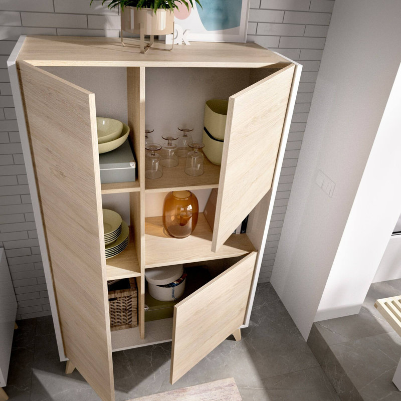 Xandra 81 cm W Highboard, Oak/White