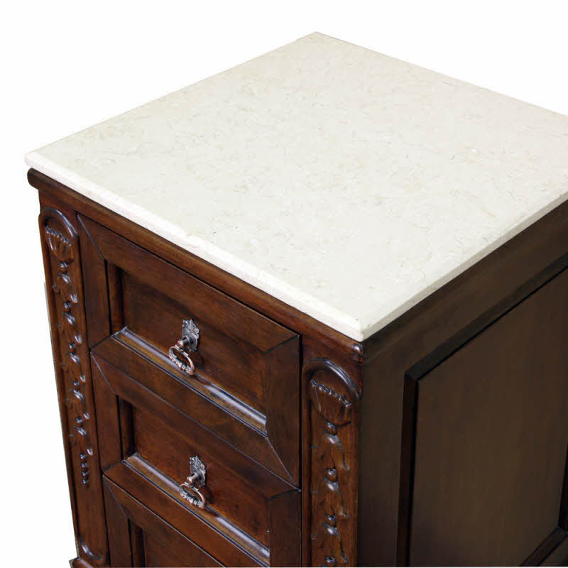 Elegant Birch and Marble 18" Single Vanity with Antique Brass Hardware