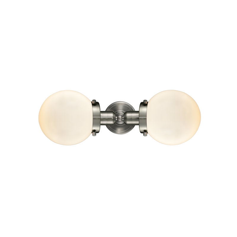 Applique murale à bras 2 lumières Wenner, Blanc, Nickel satiné brossé, DEL