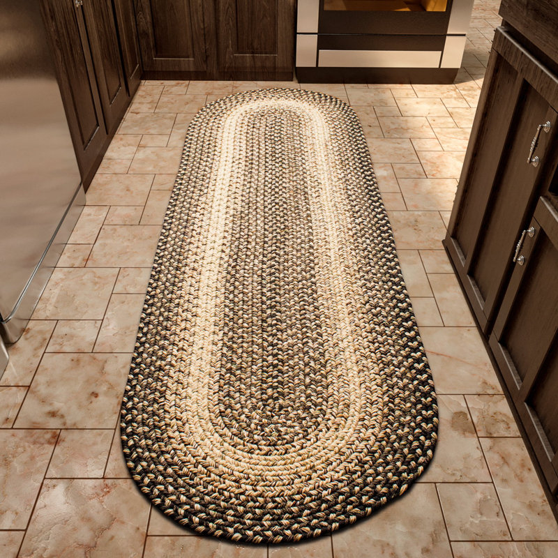 Tapis tressé brun/beige Kimo, Ovale 2 pi x 8 pi