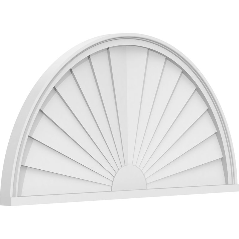42"W x 21"H x 2"P Half Round Sunburst Architectural Grade PVC Pediment, 21" H  x 42" W  x 2" D