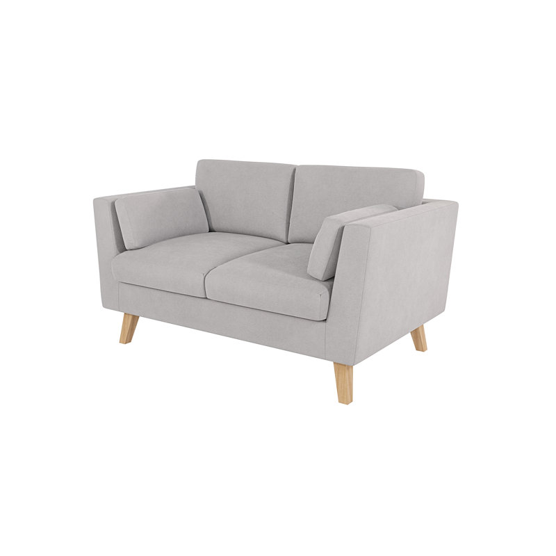 Sofa 2 Seater with Wooden Legs In Scandinavian Style , Silver