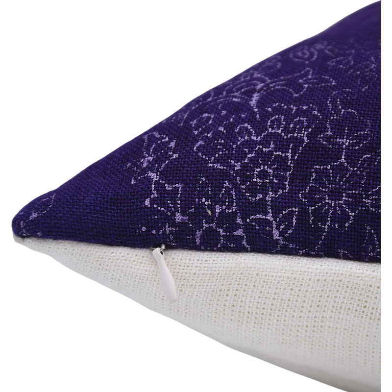 Housse de coussin en lin à motif de blocs de lin 14 x 14 fait à la main - Mugal Jaal, 14 po x 14 po