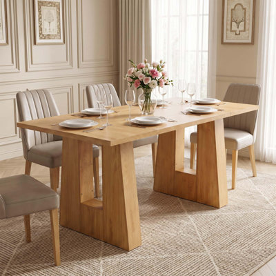 Farmhouse Dining Table 63" for 4-6, Rustic Rectangular Kitchen & Dining Room Table