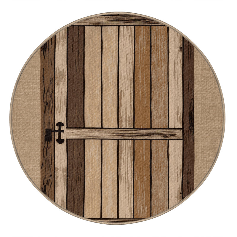 Washable Farm Gate Farm Area Rug, Round 8'