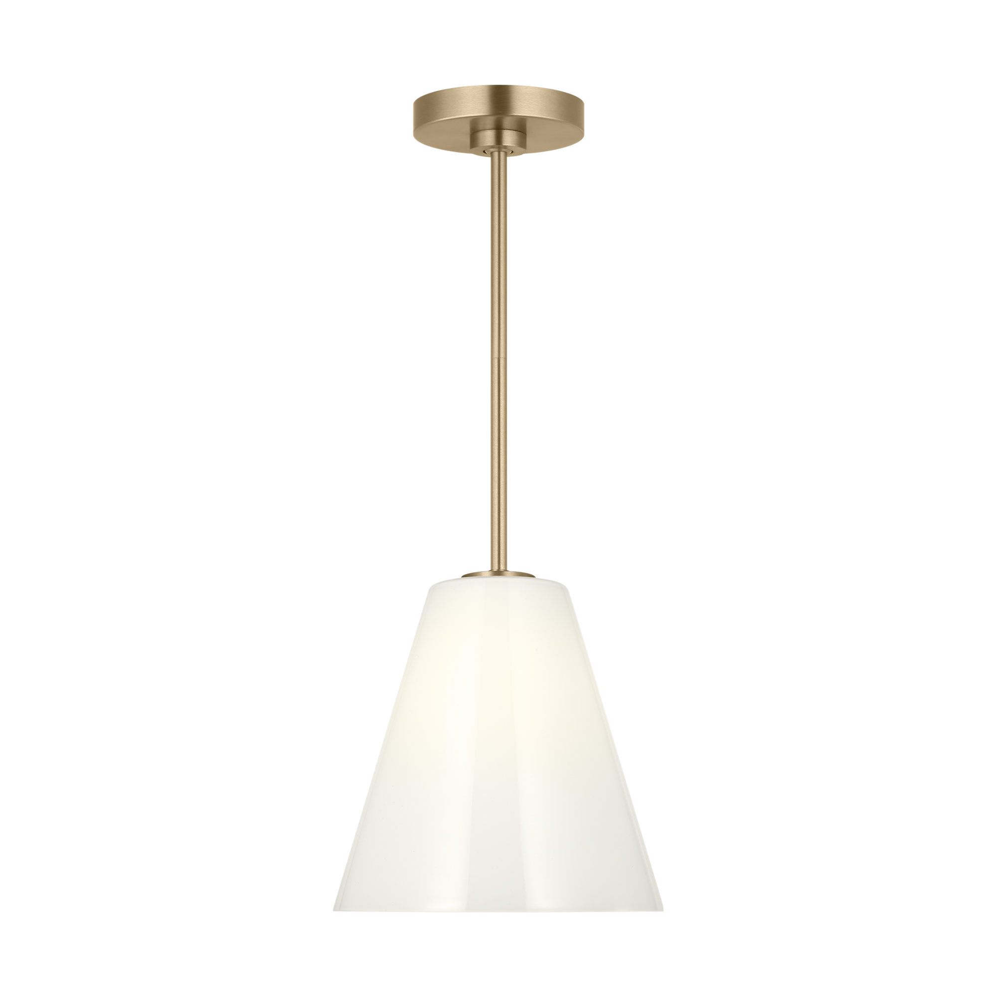 Hayden One Light Pendant, Satin Brass, White