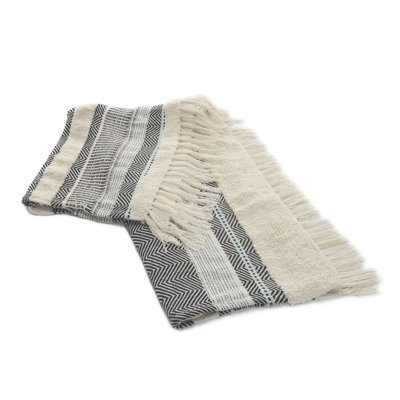 Jeté rayé en coton tissé