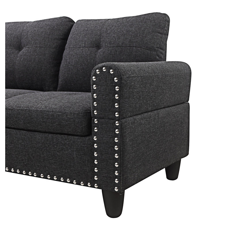 Left Hand Facing Sofa & Chaise, Charcoal Gray