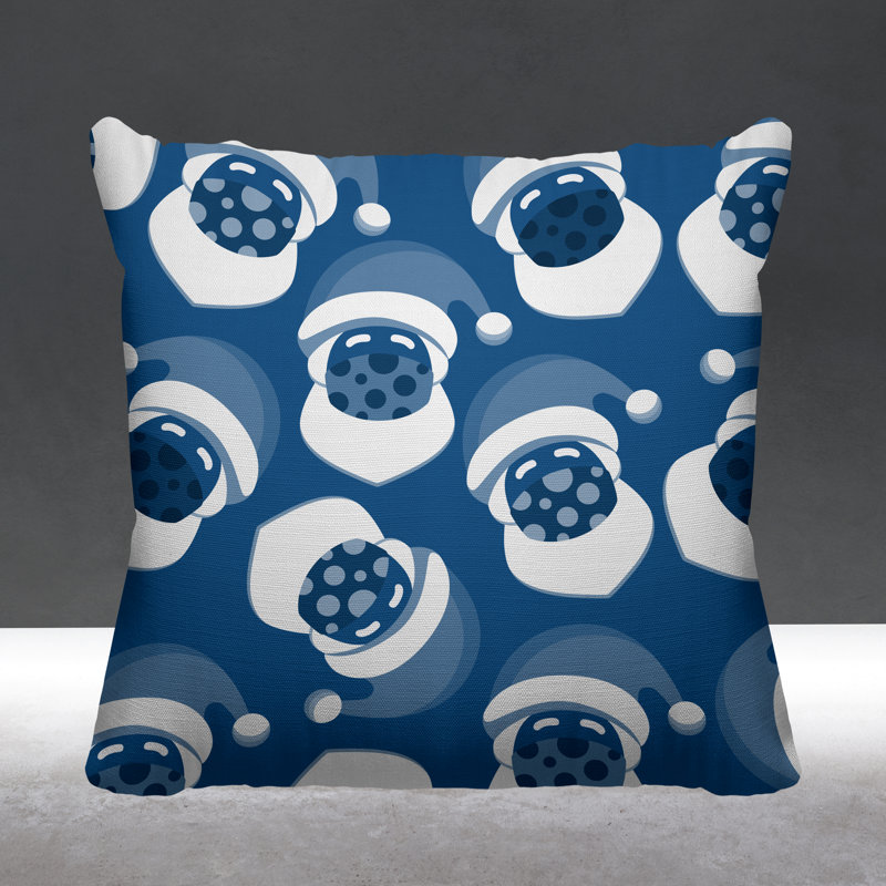 Coussin intérieur / extérieur Santa Claus, L 17 po x H 17 po, Bleu céruléen