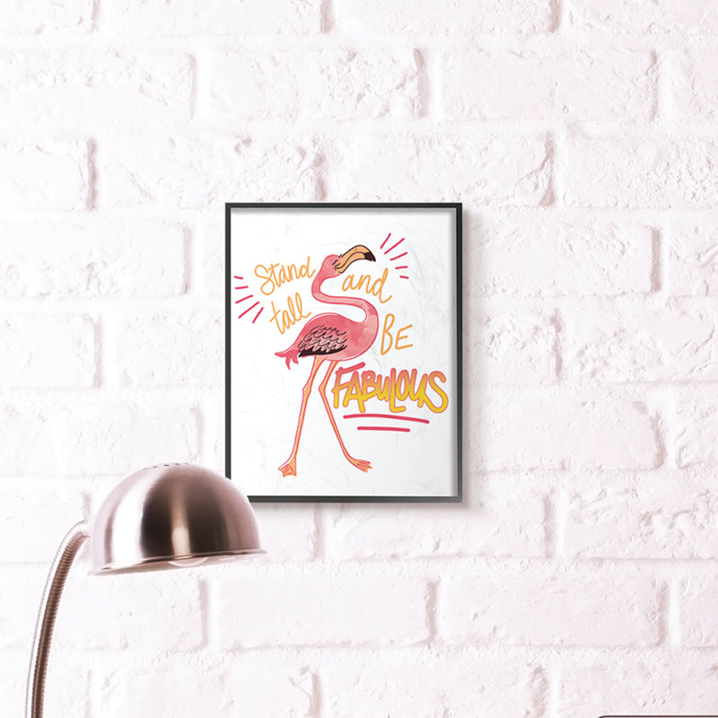 «Be Fabulous Flamingo Animal Pink Inspirational Word Design», impression, H 14 po x l 11 po, Giclée encadrée noir minuit