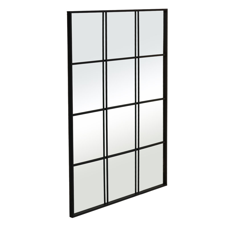 Louella Metal Flat Wall Mirror, Black
