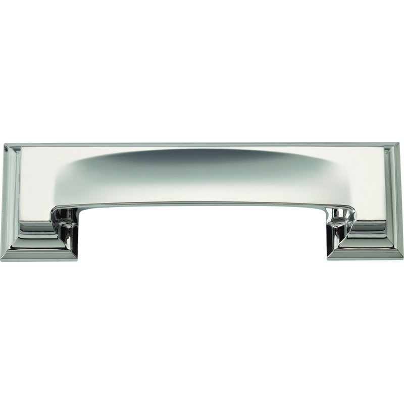 Polished Nickel Modern Cup Handle with Mounting Hardware