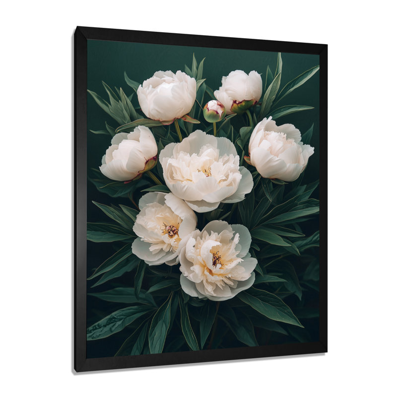 Beese - Floral Canvas Wall Art, H 44 po x l 34 po, Noir, noir, noir, noir, Reproduction encadrée sans passe-partout