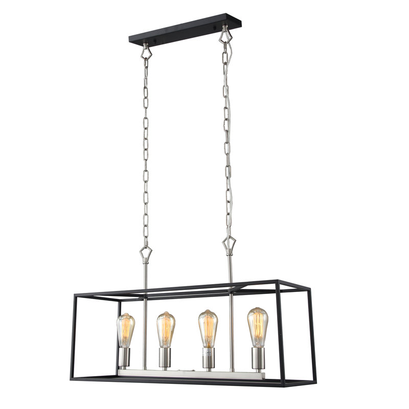 Luminaire suspendu rectangulaire à 4 lumières pour îlot de cuisine à DEL