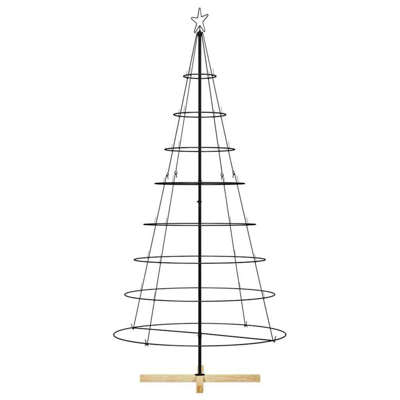  Christmas Cone Tree with Stand Black Steel, 6.89' H
