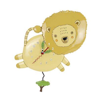 Allen Designs Lion Roar Battery-Operated Sculpted Pendulum Wall Clock 11.02 Inch