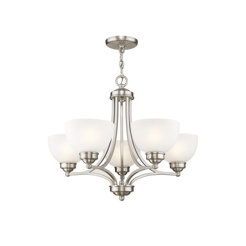 Lustre classique / traditionnel à 5 lumières Annete, Nickel brossé