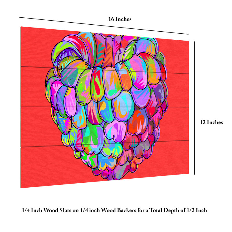 Takun Williams Raspberry Wood Slat Art, H 12 po x l 16 po
