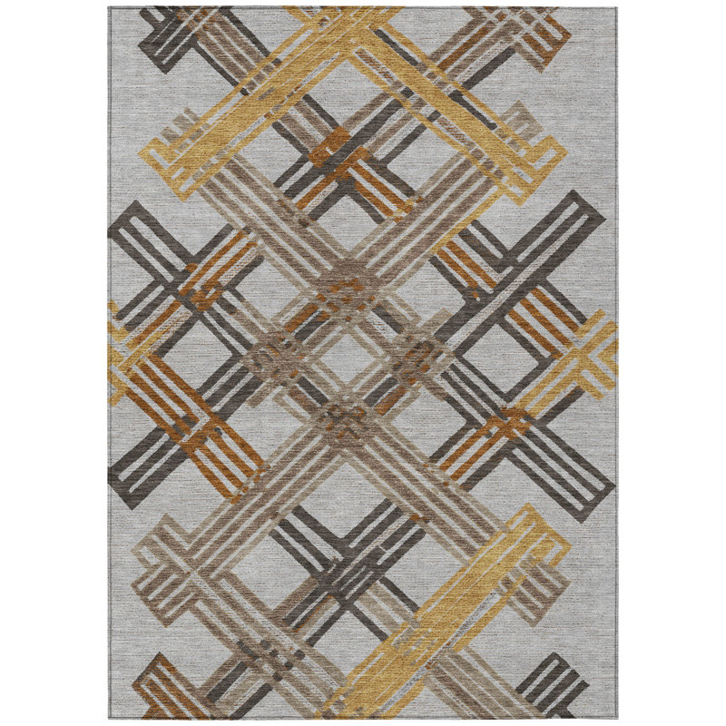 Machine Washable Indoor/Outdoor Chantille ACN2452 Geometric Rug, Gray, 2'6" x 3'10"