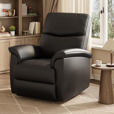 Fauteuil inclinable électrique, fauteuil inclinable électrique en cuir PU avec position libre, pivotant à 270 degrés, siège d'une largeur de 38,6 po, capacité de 350 lb, canapé simple pour la chambre à coucher du salon, noir