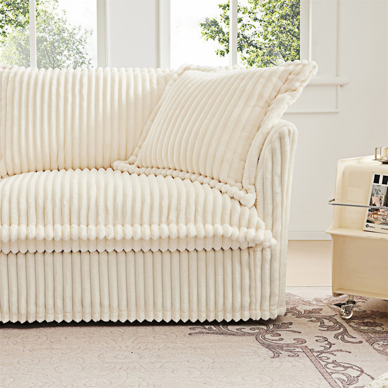 Ensemble de 2 chaises d'appoint Modern Armchairs, Velours côtelé crème