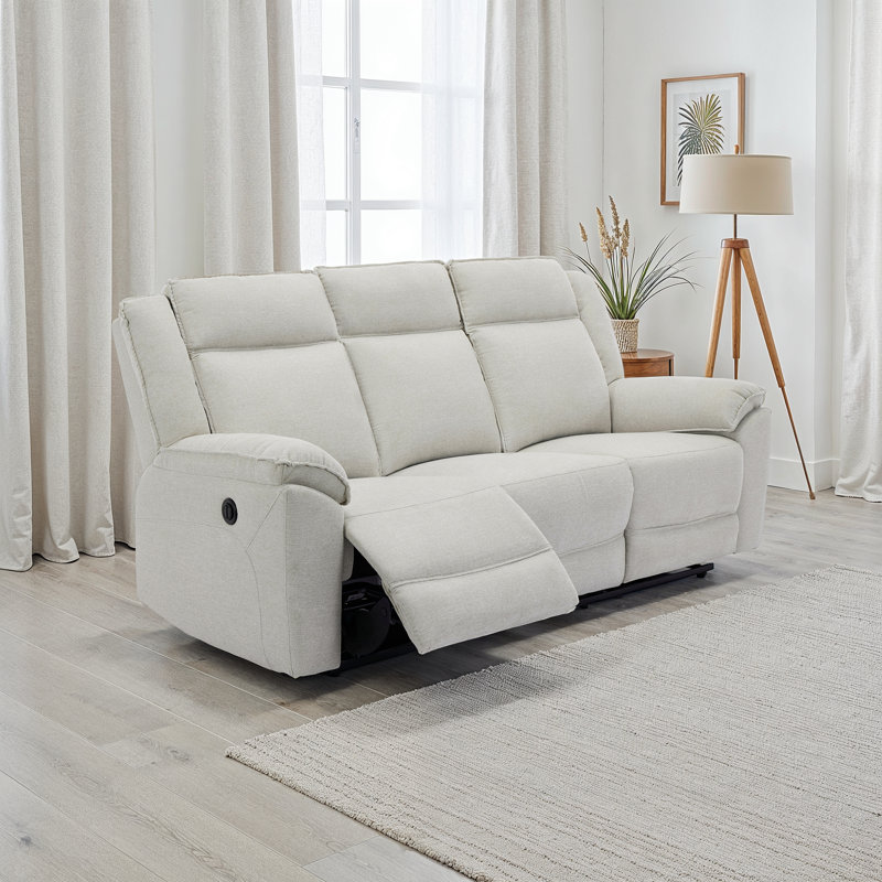 Beola Linen Electric Reclining Sofa, Beige, 3