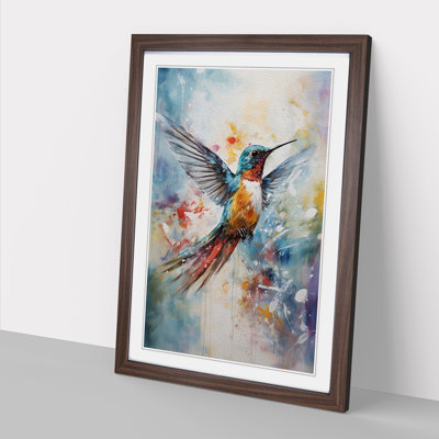 Hummingbird Gestural - Single Picture Frame Print on Wood