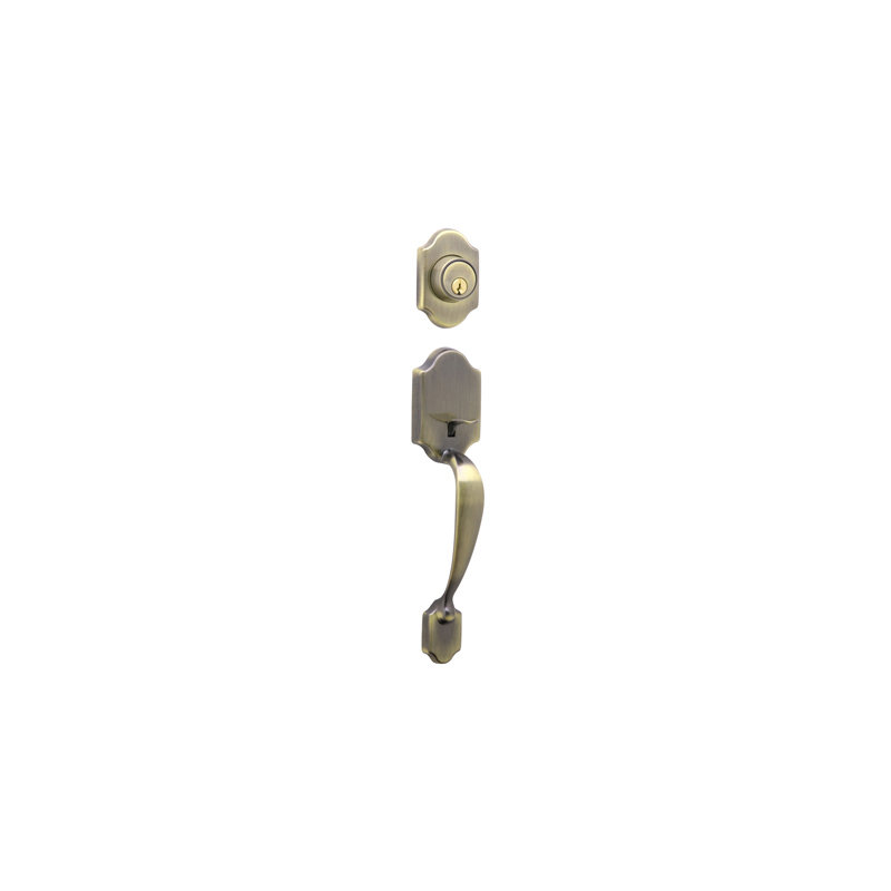 Exterior Portion Handleset and Deadbolt (Interior Portion Sold Separately), Antique Brass