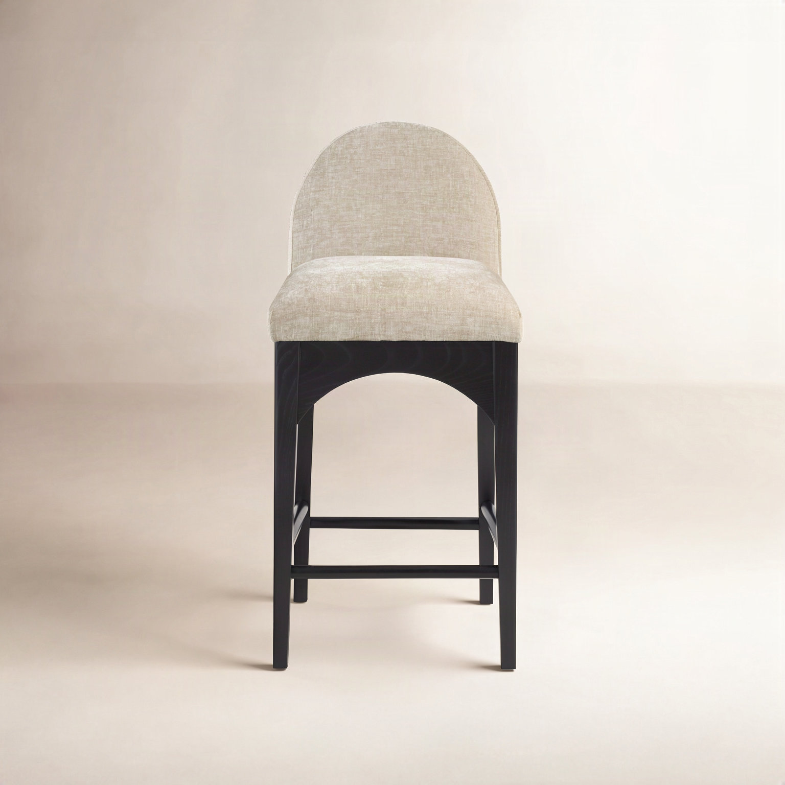 Waldorf 27" Bar Stool, Black, Beige Chenille