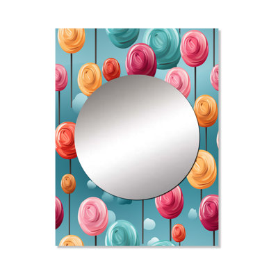 Finette Lollipop dream pattern IV - Desserts Large Wall Mirror, Traditional Unique Mirror, Printed Metal Art