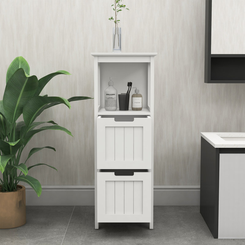 Rangement pour salle de bain moderne Naiyanna, armoire de salle de bain autoportante, armoire d'angle, armoire blanche